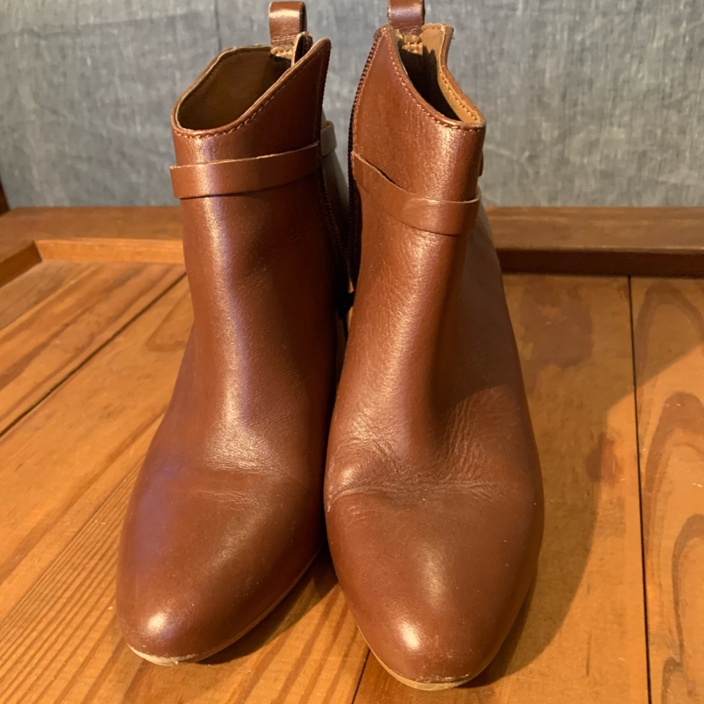 Luck Brand Brown Leather Heeled Booties